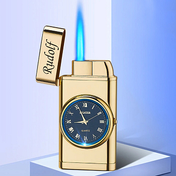 Luxusný kovový zapaľovač s hodinami Tower Light