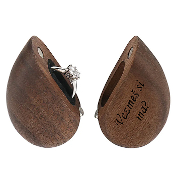 Luxusná darčeková krabička na snubný prsteň drevené srdce