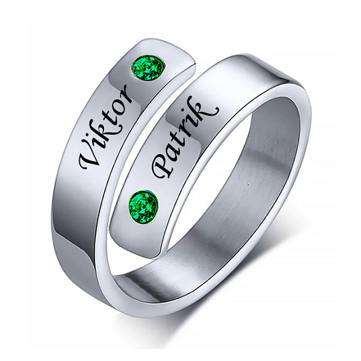 Oceľový prsteň Family zelený