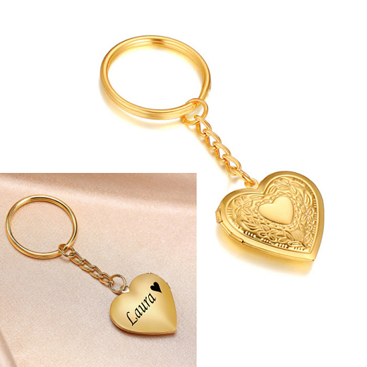 Otváracie srdce - oceľový prívesok na kľúče zlatý