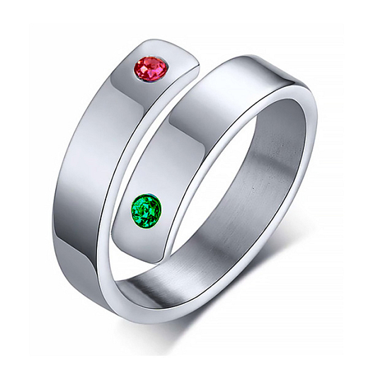 Oceľový prsteň Family červeno-zelený