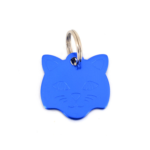 Mačka kovová známka modrá