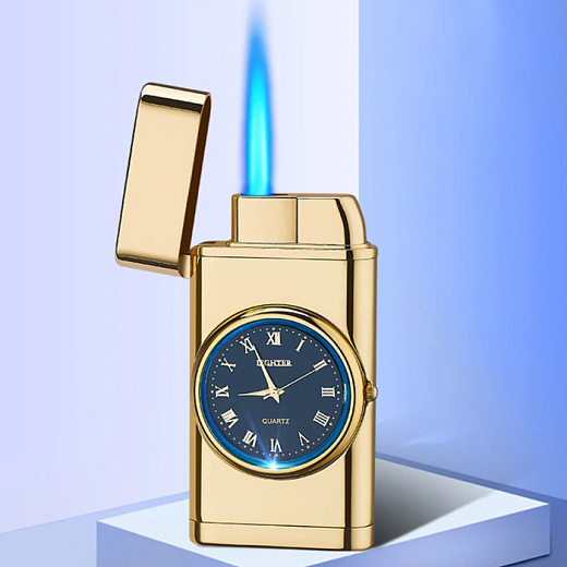Luxusný kovový zapaľovač s hodinami Tower Light