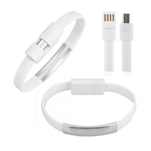 Náramok Unisex kábel micro USB biely