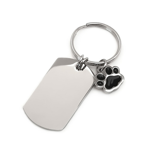 Oceľový prívesok na kľúče so psou labkou