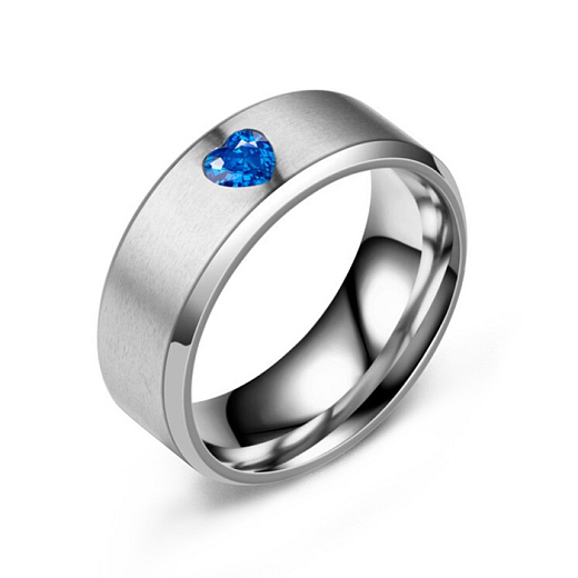 Pánsky prsteň z chirurgickej ocele s modrým kryštálom